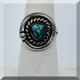 J054. Turquoise stone silver ring. Size 5.5 - $24 